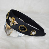 Opal bee wide rhinestone headband