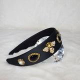 Opal bee wide rhinestone headband